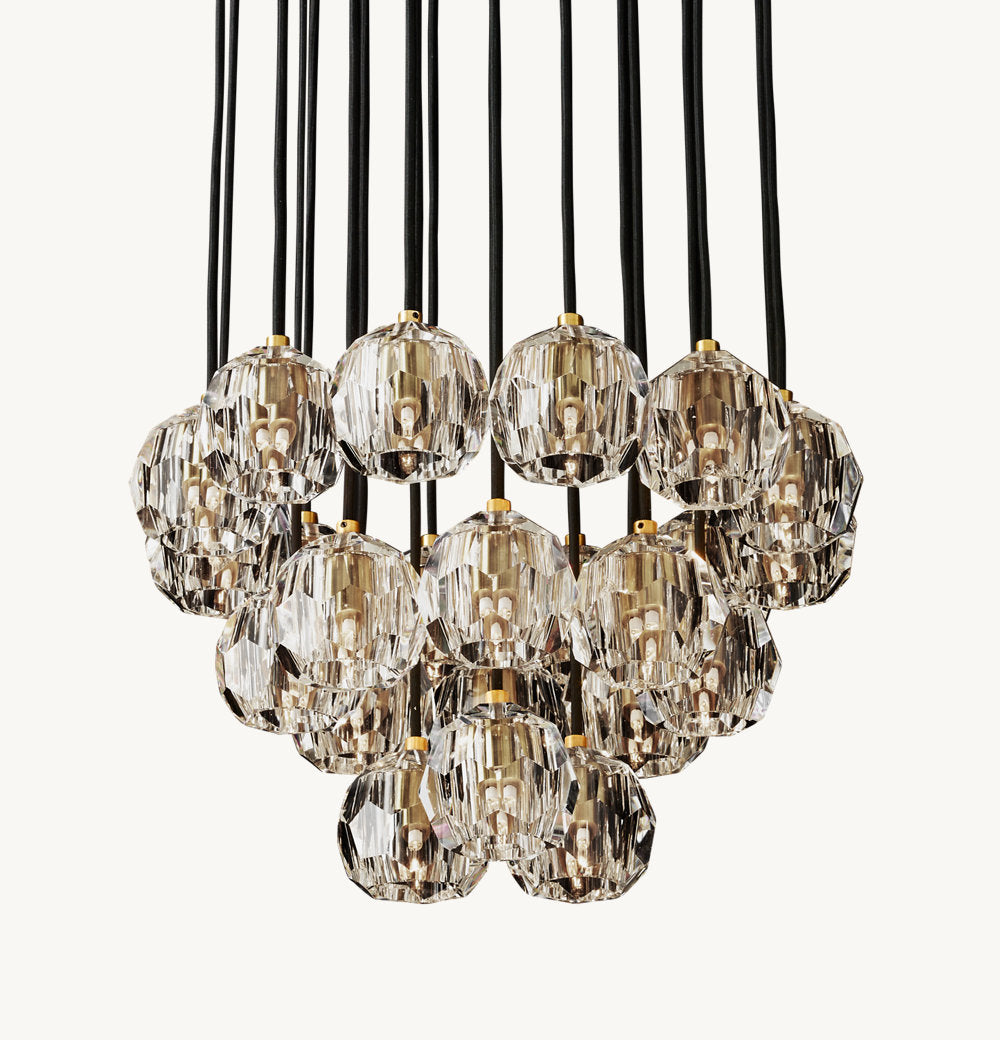 BOULE DE CRISTAL CLEAR GLASS ROUND CLUSTER CHANDELIER 24"