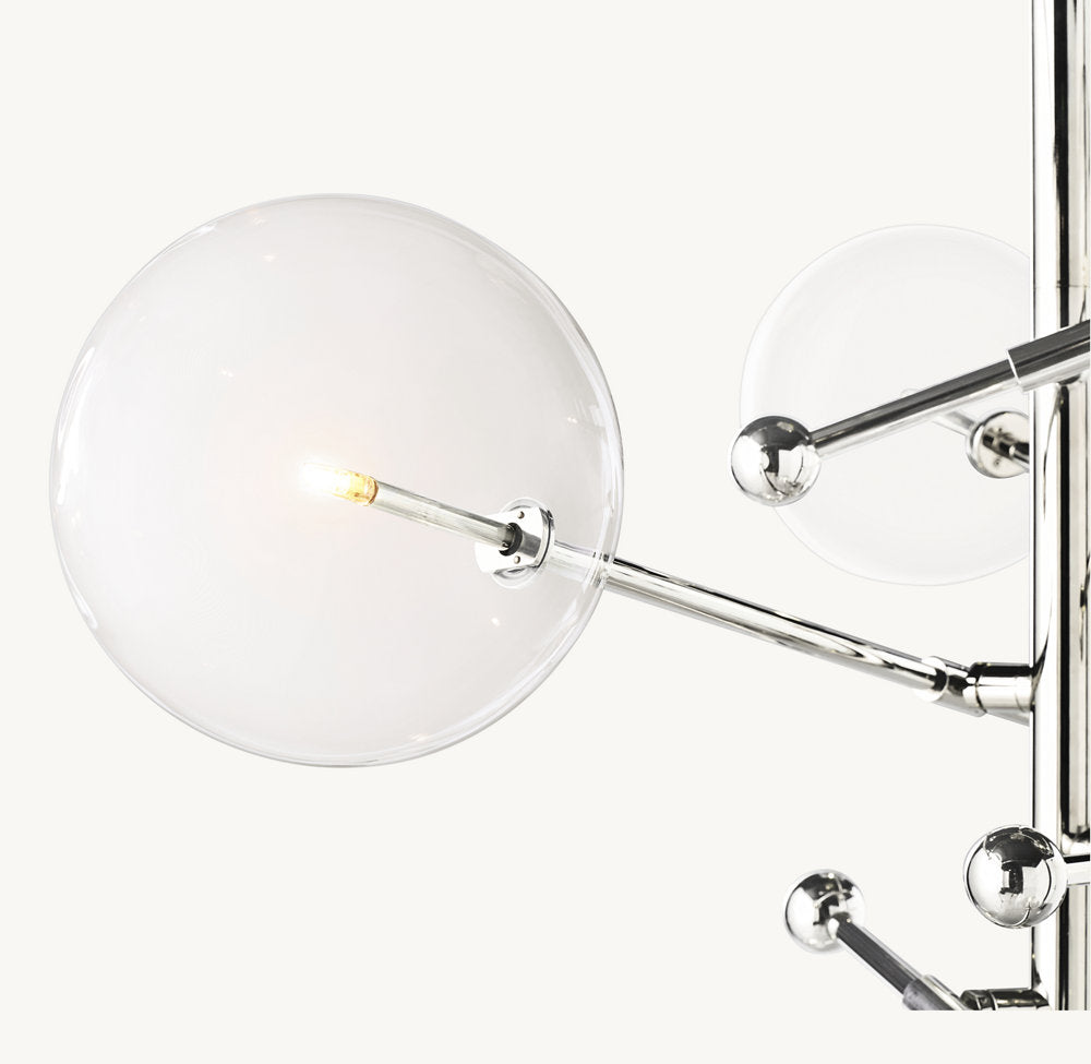 GLASS GLOBE MOBILE SIX-ARM CHANDELIER 40"