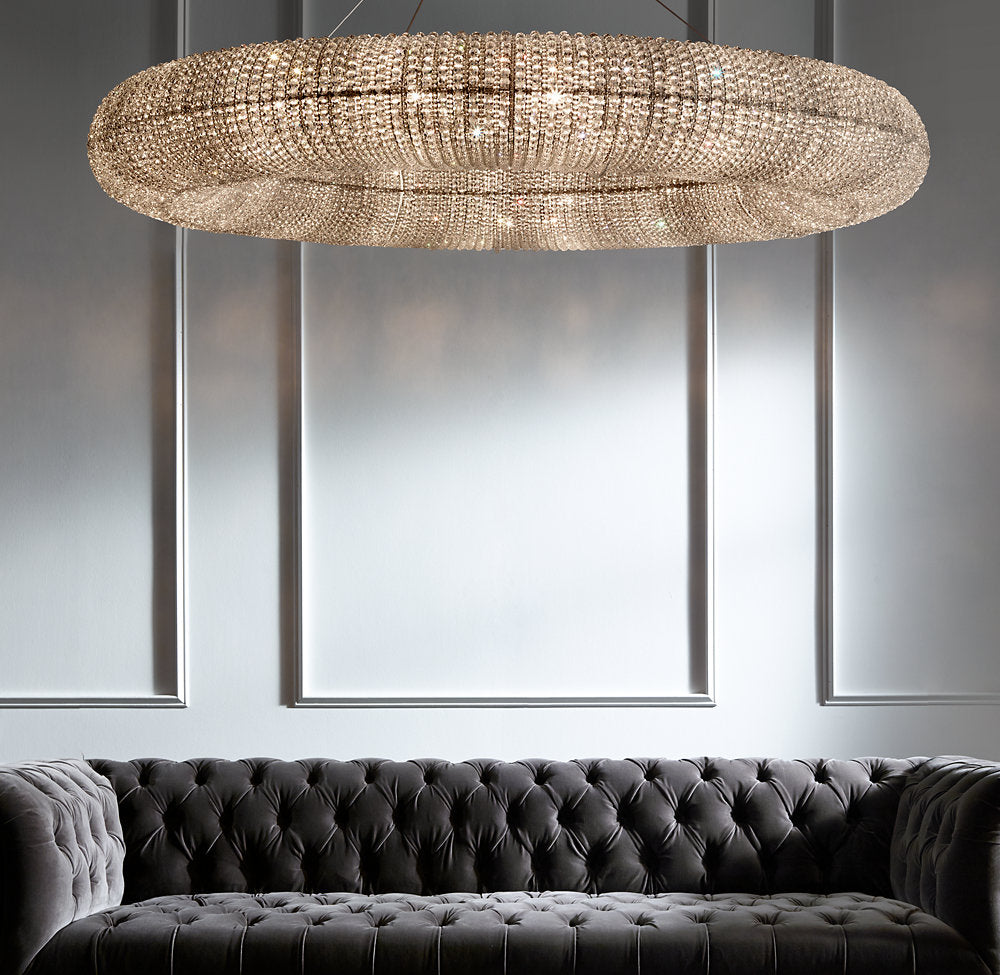 CRYSTAL HALO CLEAR ROUND LED CHANDELIER 72"