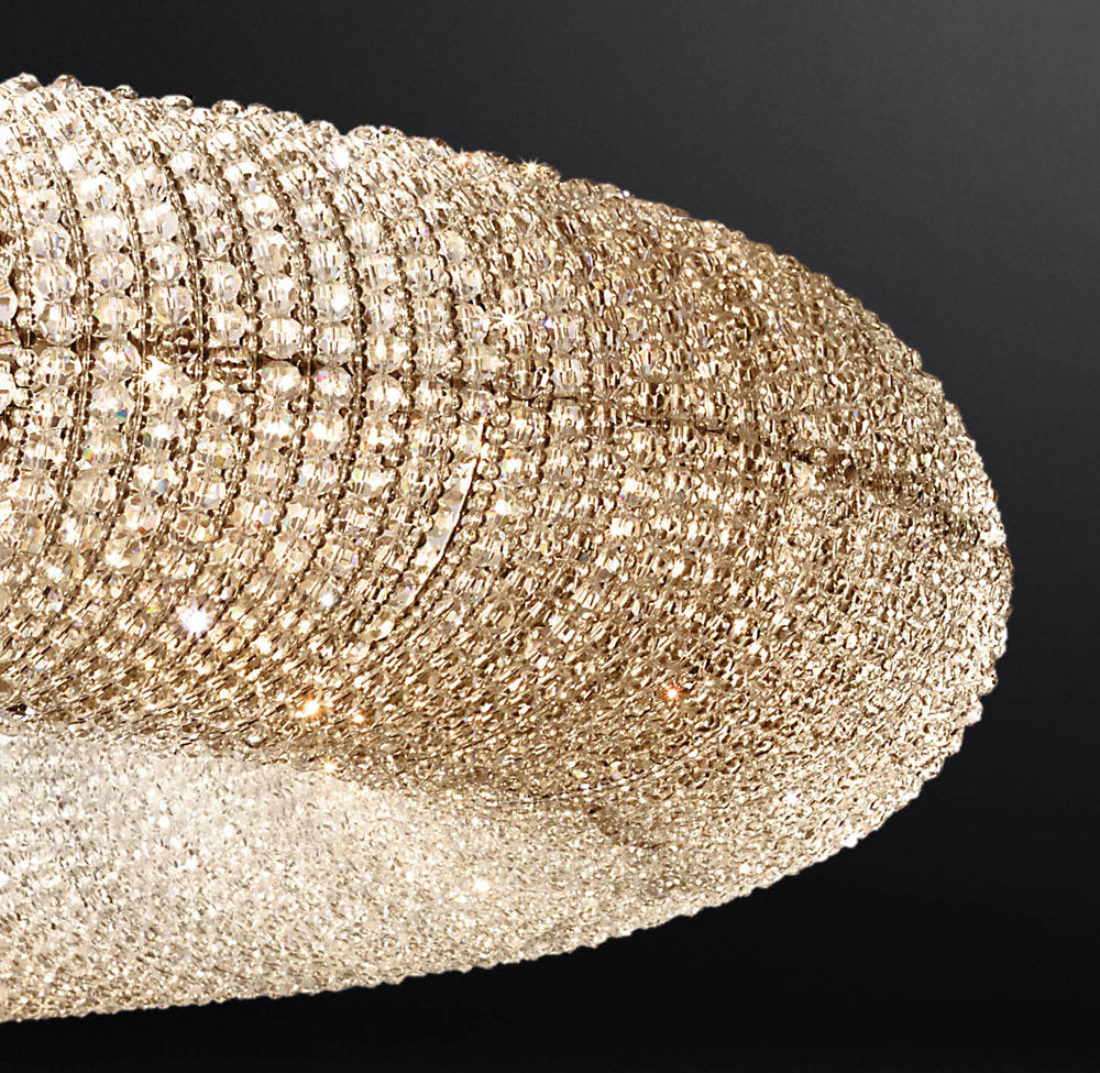 CRYSTAL HALO CLEAR ROUND LED CHANDELIER 32"