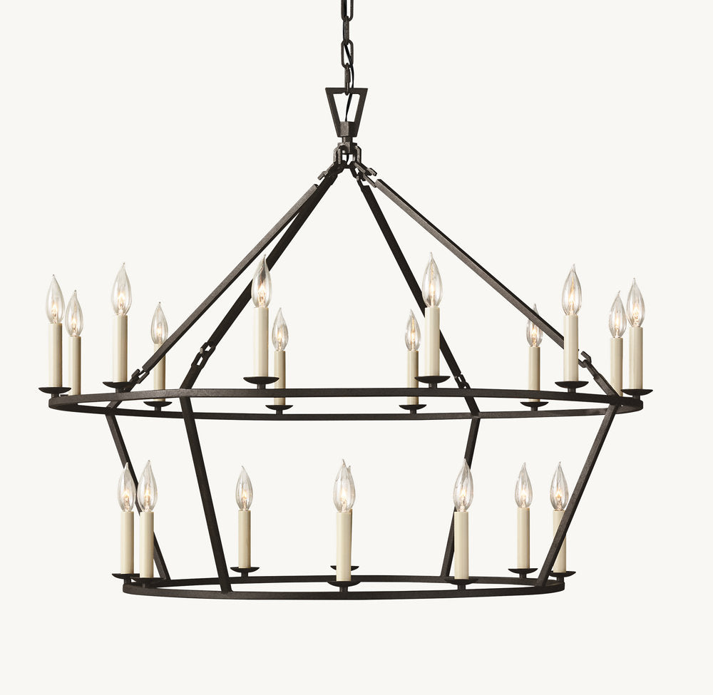 19TH C. ENGLISH OPENWORK TWO-TIER ROUND CHANDELIER 40"