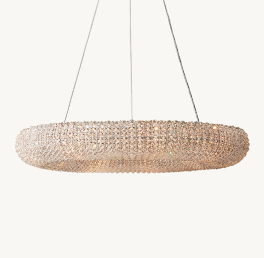 CRYSTAL HALO CLEAR ROUND LED CHANDELIER 32"