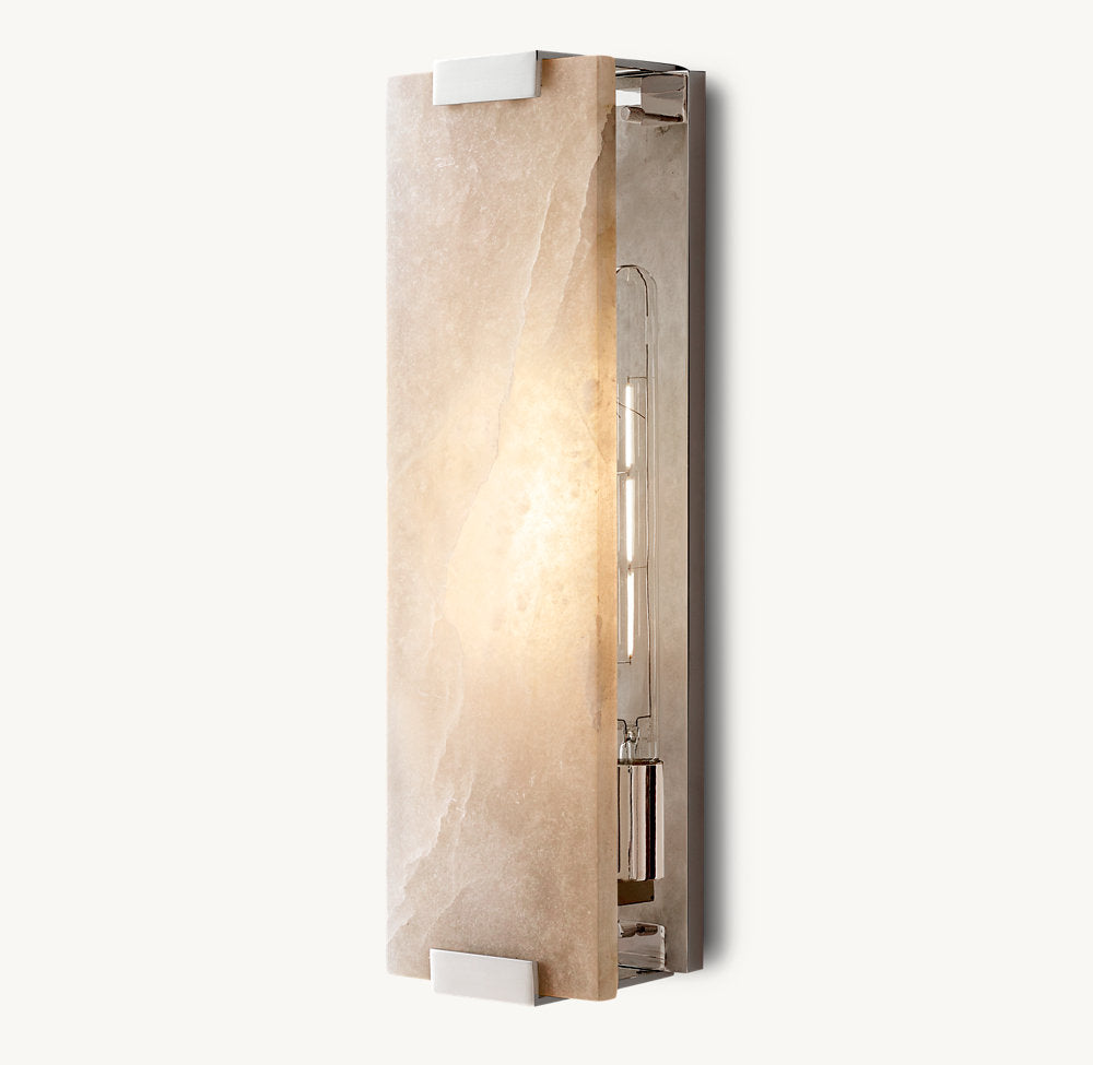 HAND-CARVED ALABASTER GRAND SCONCE