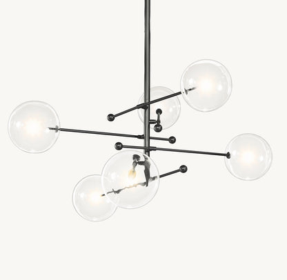 GLASS GLOBE MOBILE SIX-ARM CHANDELIER 55"