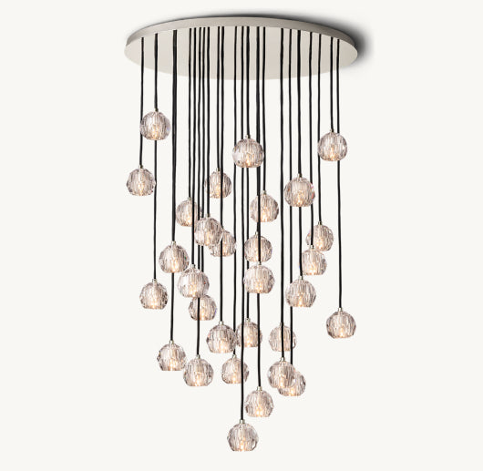 BOULE DE CRISTAL CLEAR GLASS ROUND CLUSTER CHANDELIER 40"