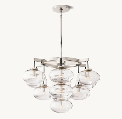 CABRETTE CLEAR GLASS ROUND CHANDELIER 36"