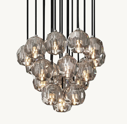 BOULE DE CRISTAL SMOKE GLASS ROUND CLUSTER CHANDELIER 19"