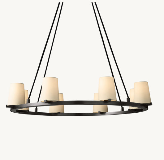 PAUILLAC FABRIC SHADE ROUND CHANDELIER 36"