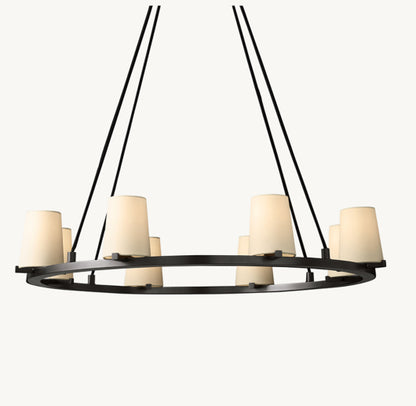 PAUILLAC FABRIC SHADE ROUND CHANDELIER 36"