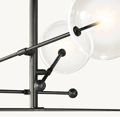 GLASS GLOBE MOBILE SIX-ARM CHANDELIER 55"