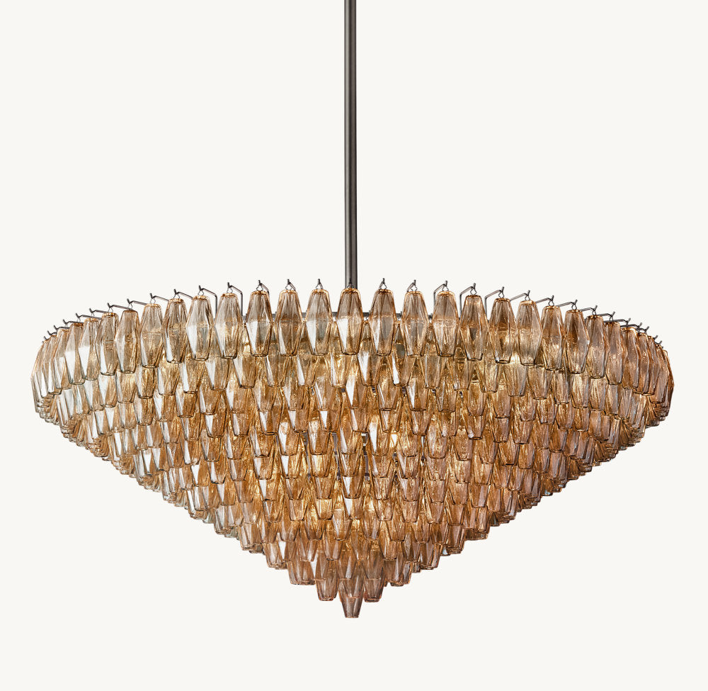 CHIARA SMOKE GLASS TIERED ROUND CHANDELIER 62"