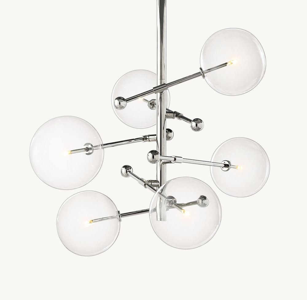 GLASS GLOBE MOBILE SIX-ARM CHANDELIER 40"