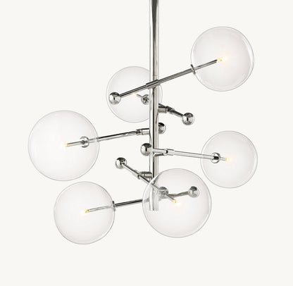 GLASS GLOBE MOBILE SIX-ARM CHANDELIER 40"