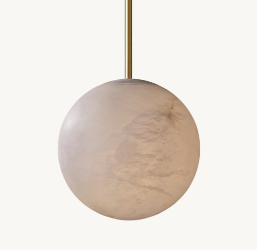 HAND-CARVED ALABASTER GLOBE PENDANT