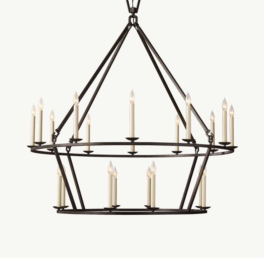 19TH C. ENGLISH OPENWORK TWO-TIER ROUND CHANDELIER 50"