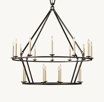 19TH C. ENGLISH OPENWORK TWO-TIER ROUND CHANDELIER 50"