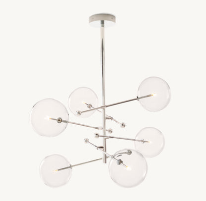 GLASS GLOBE MOBILE SIX-ARM CHANDELIER 55"