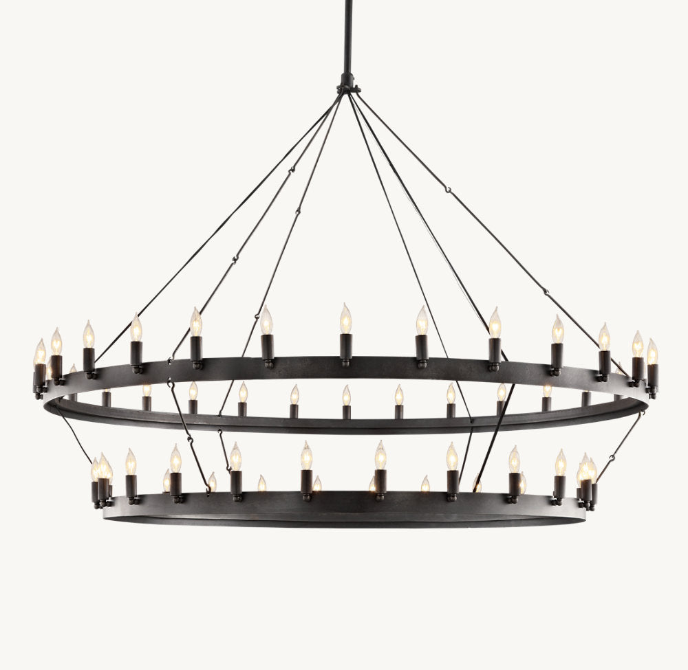 CAMINO VINTAGE CANDELABRA TWO-TIER CHANDELIER 63"