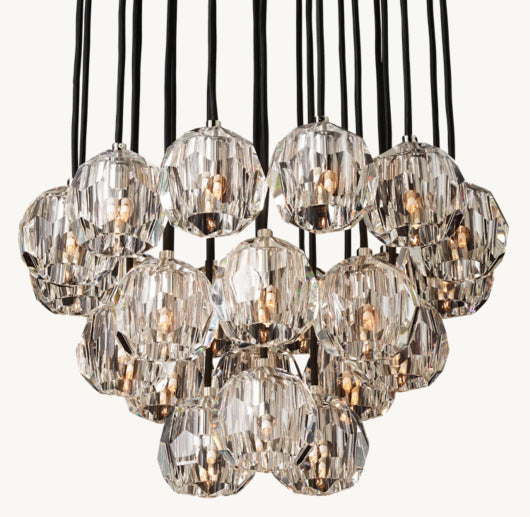 BOULE DE CRISTAL CLEAR GLASS ROUND CLUSTER CHANDELIER 24"
