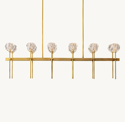 BOULE DE CRISTAL CLEAR GLASS DOUBLE LINEAR CHANDELIER 60"