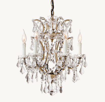 19TH C. ROCOCO IRON & CRYSTAL ROUND CHANDELIER 18"