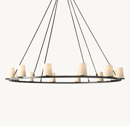 PAUILLAC FABRIC SHADE ROUND CHANDELIER 60"