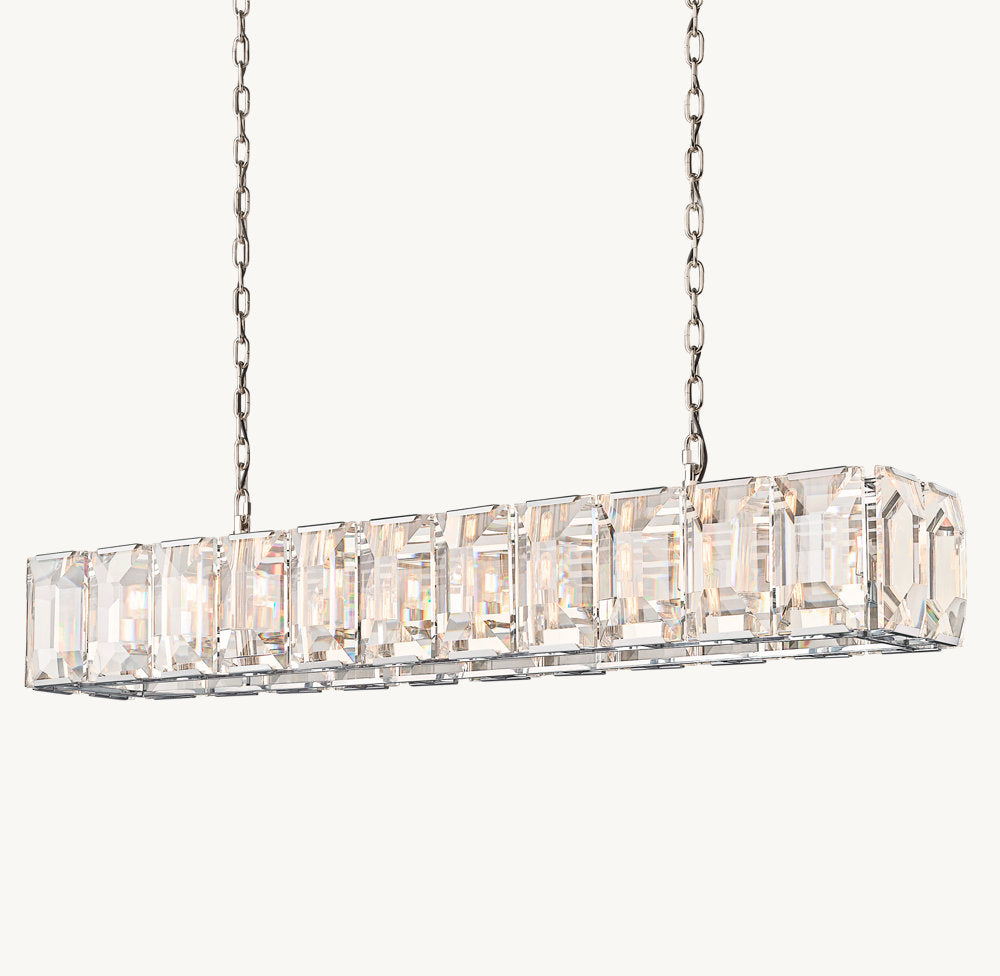 HARLOW CRYSTAL RECTANGULAR CHANDELIER 74"