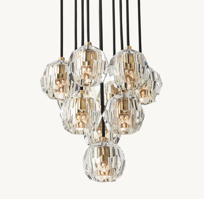 BOULE DE CRISTAL CLEAR GLASS ROUND CLUSTER CHANDELIER 14"