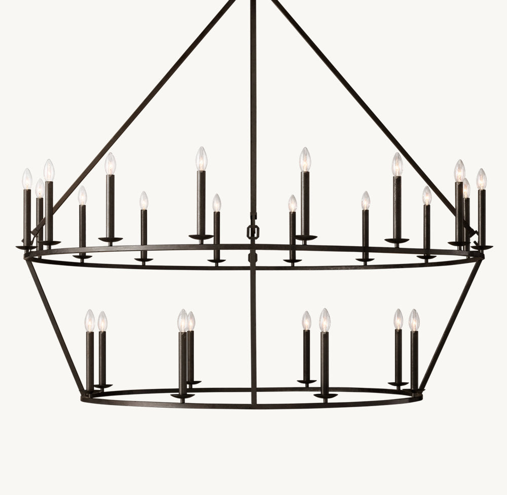 19TH C. ENGLISH OPENWORK TWO-TIER ROUND CHANDELIER 62"