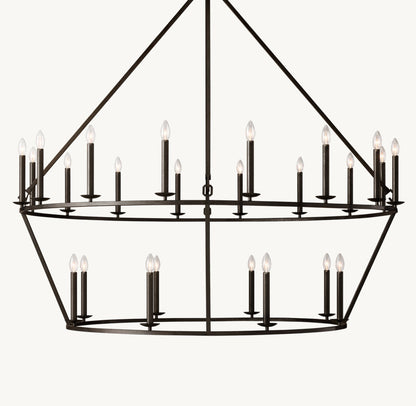 19TH C. ENGLISH OPENWORK TWO-TIER ROUND CHANDELIER 62"