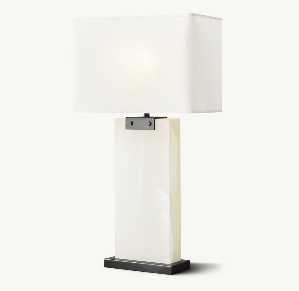 RECTANGULAR COLUMN ALABASTER TABLE LAMP