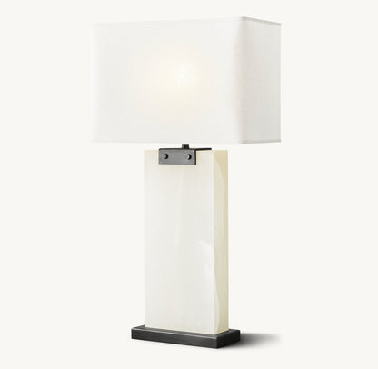 RECTANGULAR COLUMN ALABASTER TABLE LAMP