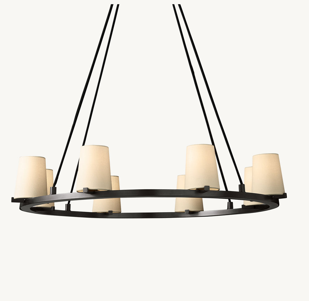 PAUILLAC FABRIC SHADE ROUND CHANDELIER 36"