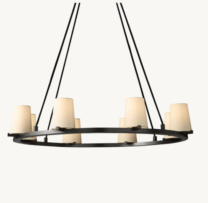 PAUILLAC FABRIC SHADE ROUND CHANDELIER 36"