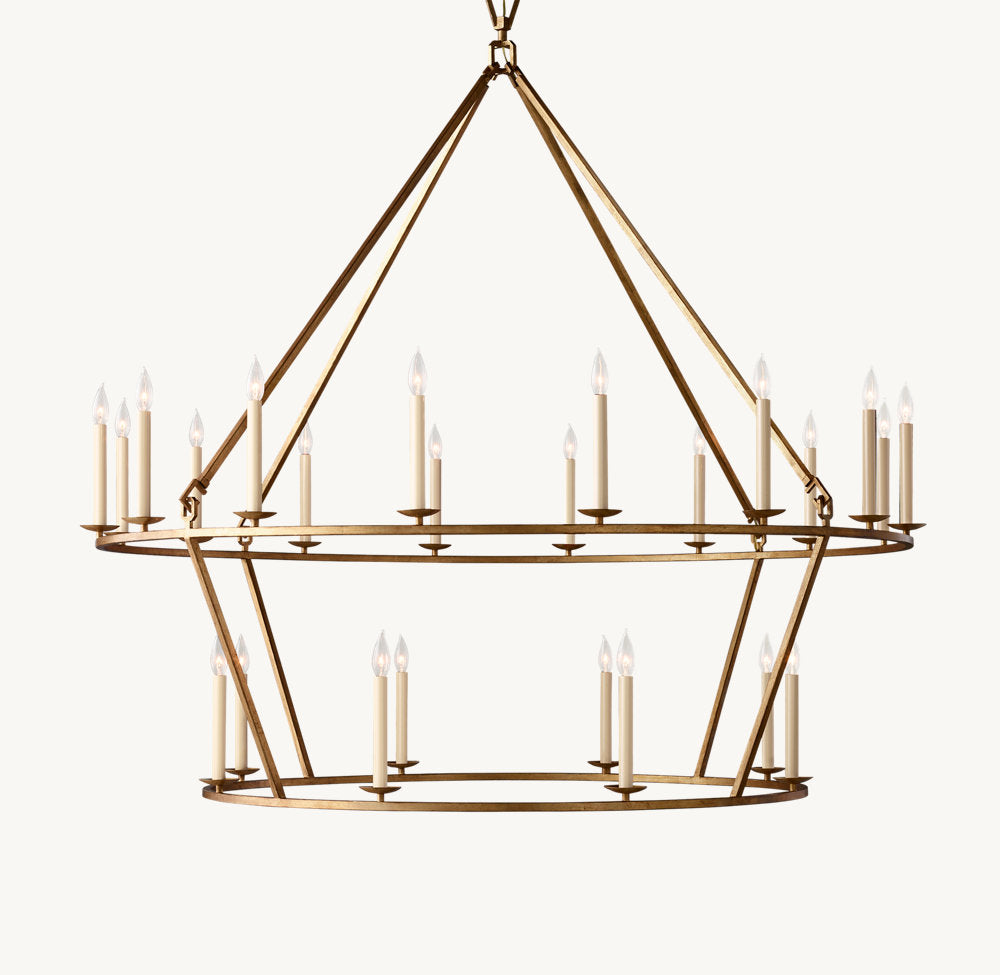 19TH C. ENGLISH OPENWORK TWO-TIER ROUND CHANDELIER 62"