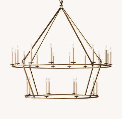 19TH C. ENGLISH OPENWORK TWO-TIER ROUND CHANDELIER 62"