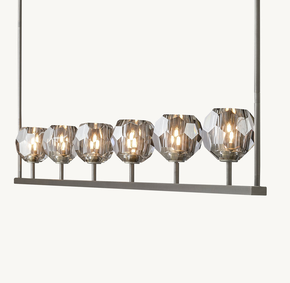 BOULE DE CRISTAL SMOKE GLASS LINEAR CHANDELIER 60"