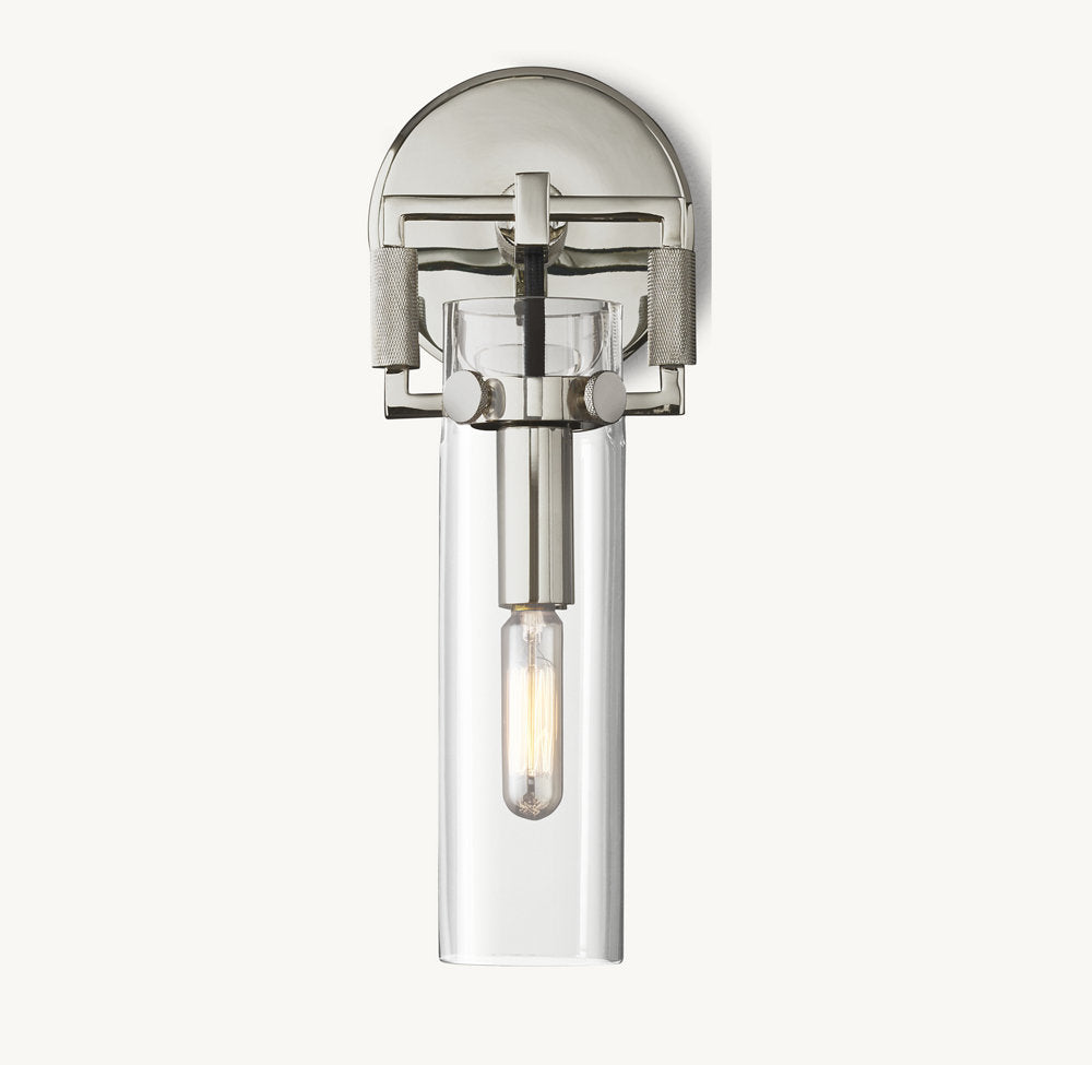 MACHINIST GLASS CYLINDER SCONCE 9"