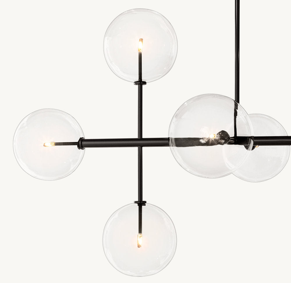 GLASS GLOBE MOBILE LINEAR CHANDELIER