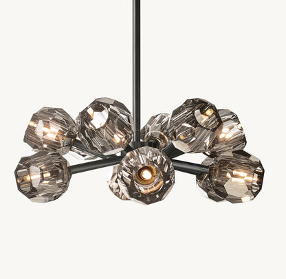 BOULE DE CRISTAL SMOKE GLASS ROUND CHANDELIER 24"
