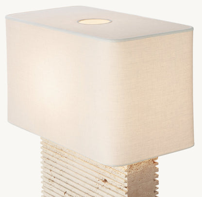 TALLADO CLASSICO TRAVERTINE WIDE RECTANGULAR TABLE LAMP