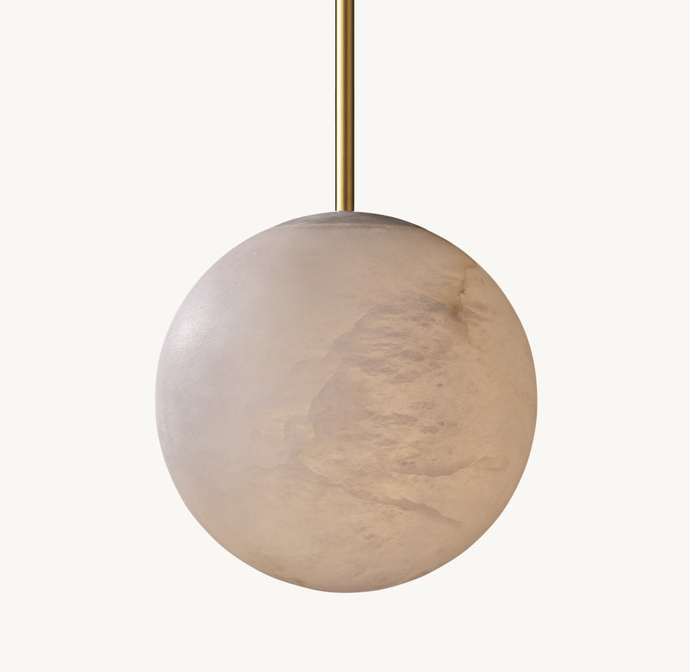 HAND-CARVED ALABASTER GLOBE PENDANT
