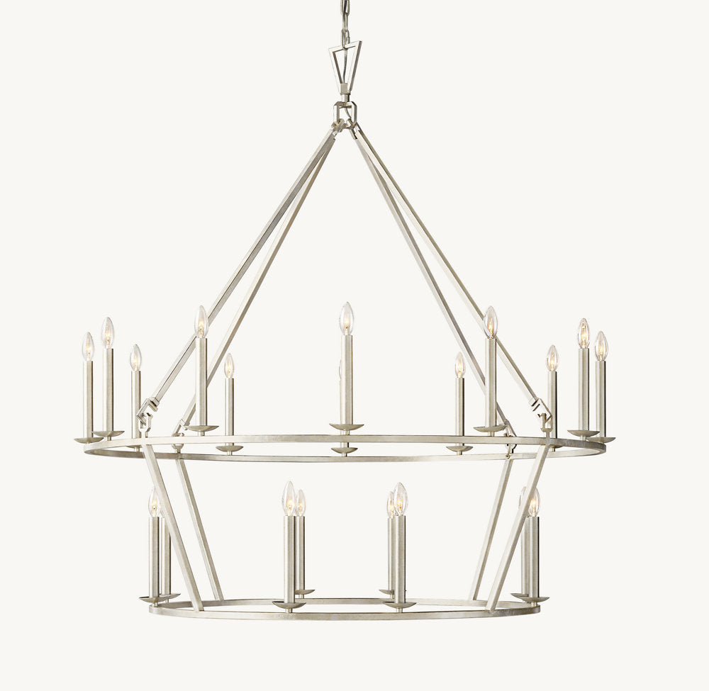 19TH C. ENGLISH OPENWORK TWO-TIER ROUND CHANDELIER 50"