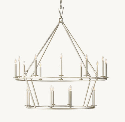 19TH C. ENGLISH OPENWORK TWO-TIER ROUND CHANDELIER 50"