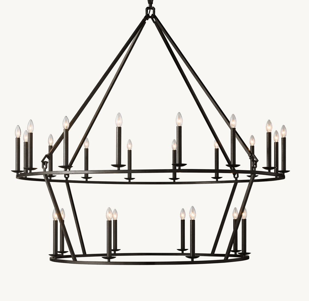 19TH C. ENGLISH OPENWORK TWO-TIER ROUND CHANDELIER 62"