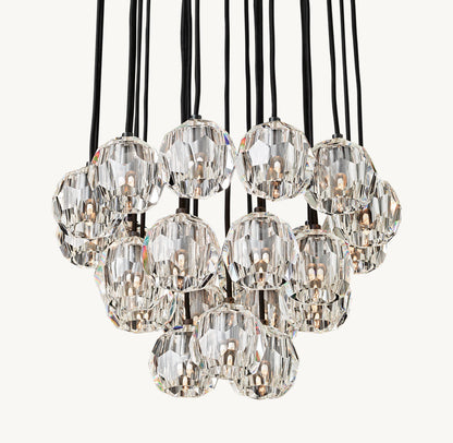 BOULE DE CRISTAL CLEAR GLASS ROUND CLUSTER CHANDELIER 24"