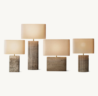 TALLADO CLASSICO TRAVERTINE CONVEX TABLE LAMP