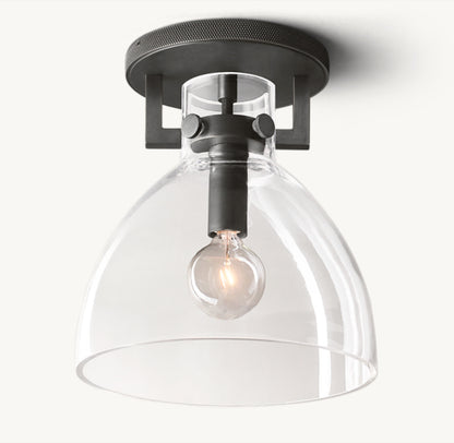 MACHINIST GLASS CLOCHE FLUSHMOUNT