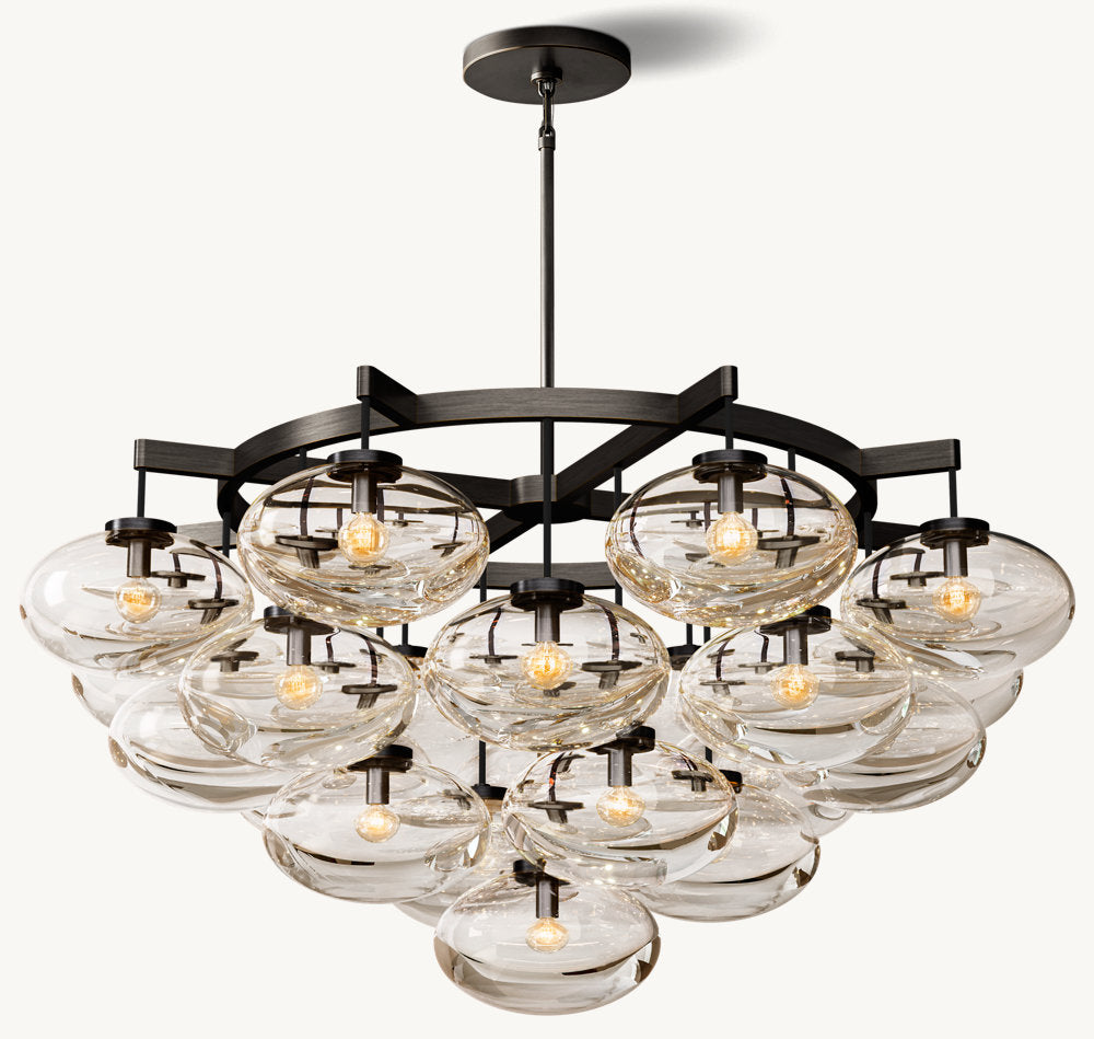 CABRETTE CLEAR GLASS ROUND CHANDELIER 48"