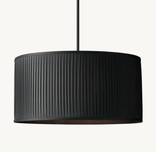 REED BLACK PLEATED DRUM PENDANT